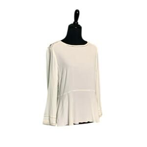 Rebecca Taylor cream crepe lace peplum blouse 4